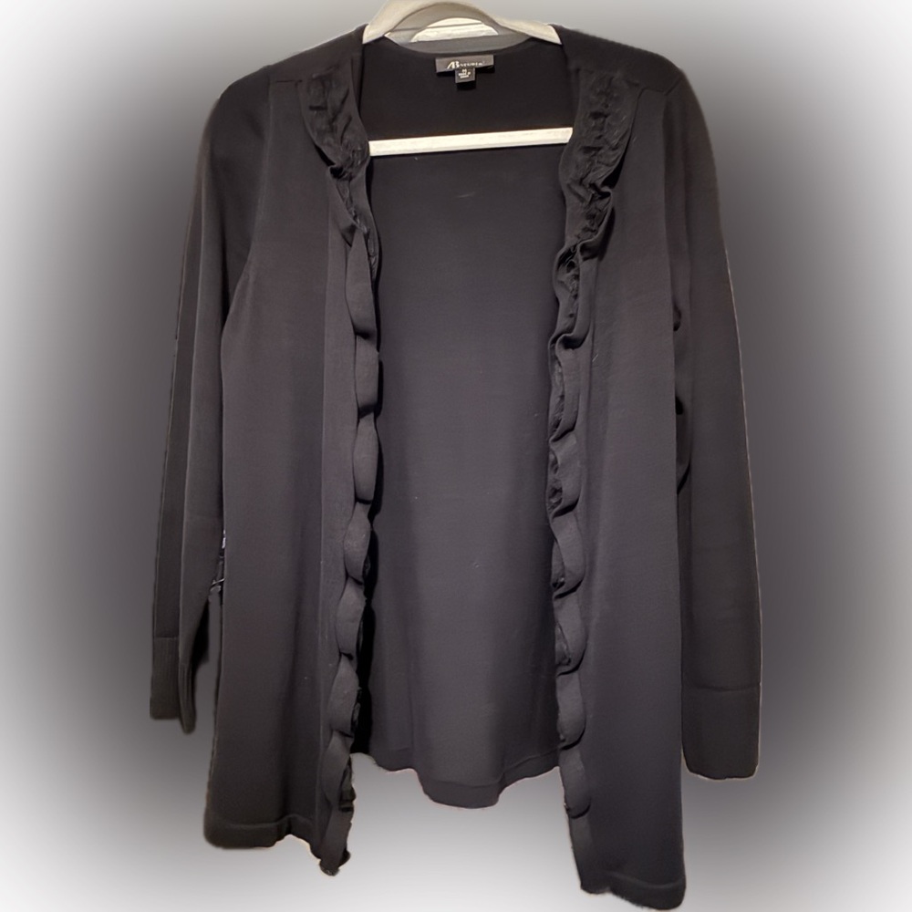 Elegant Black Ruffled Women's Sweater